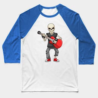 Skeleton at Music with Guitar Baseball T-Shirt